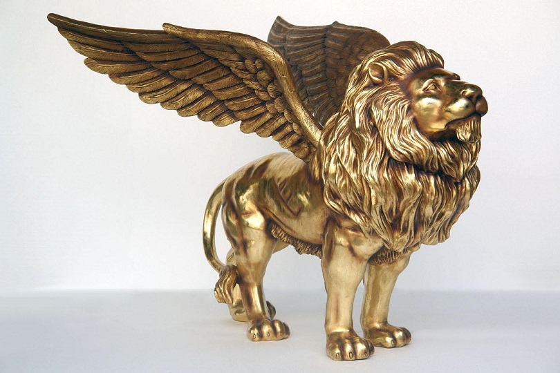 Fiberglass Winged Lion Statues - Click Image to Close